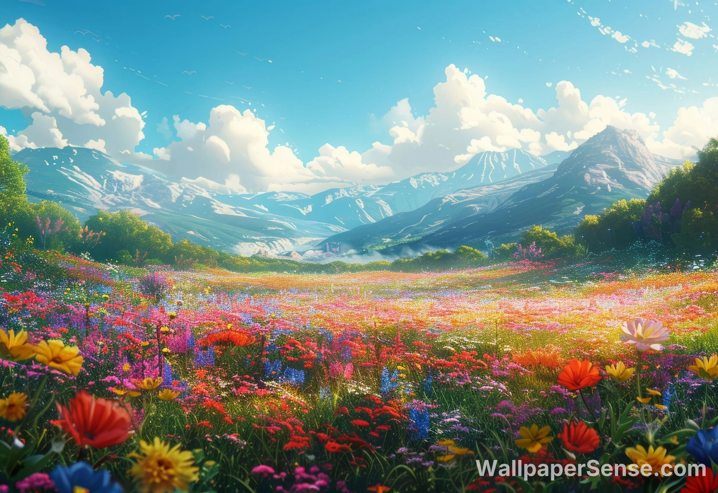 Anime-Style Flower Valley 8K Ultra HD Desktop Wallpaper