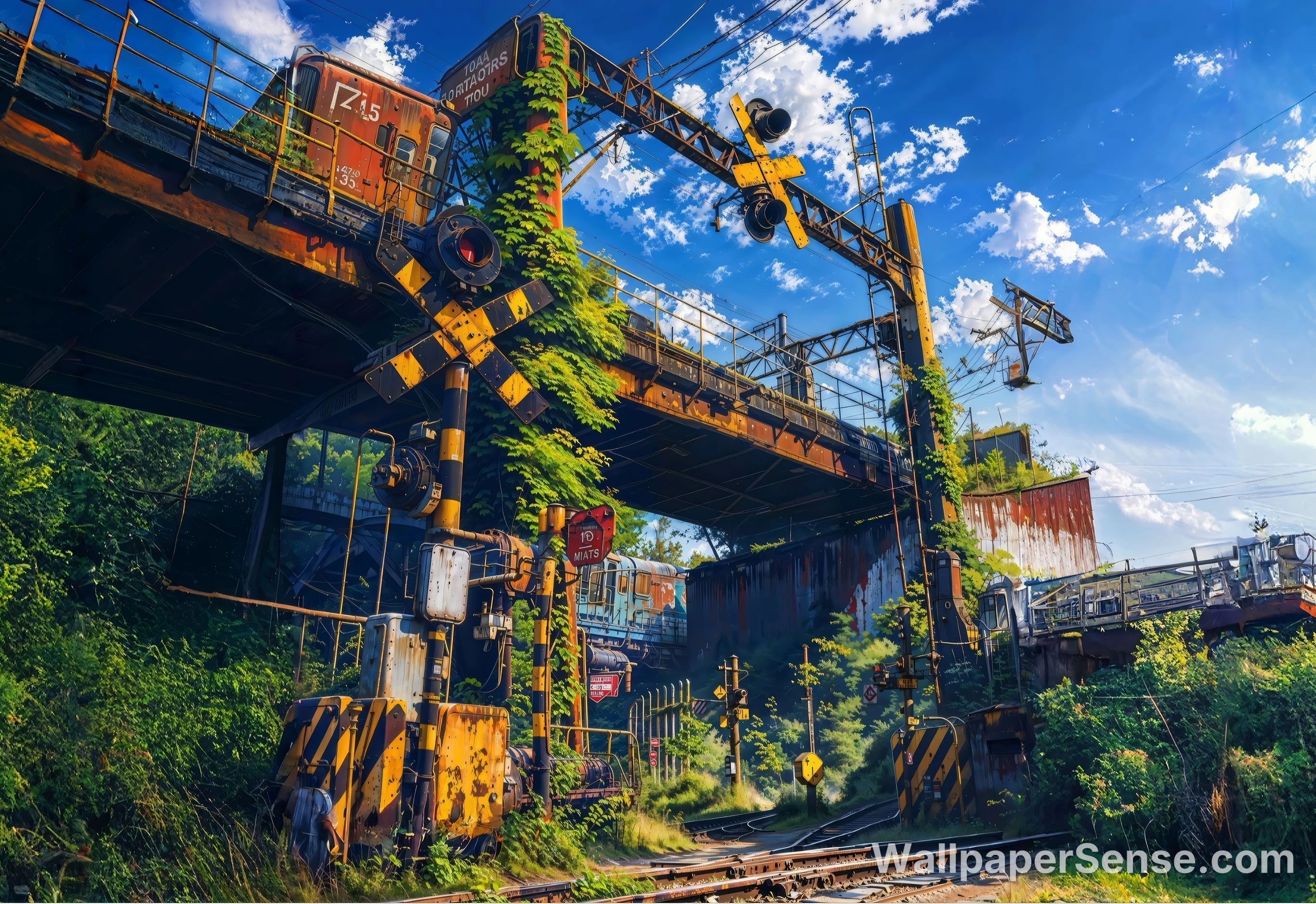 Stazione Ferroviaria Abbandonata Cyberpunk 8K Ultra HD Wallpaper per Desktop