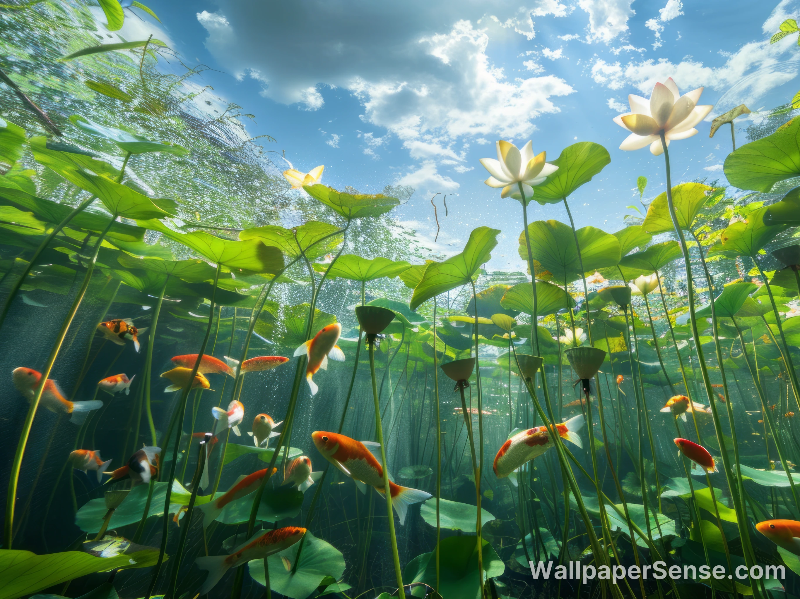 일본식 고기 pond 연꽃 8K 초고화질 태블릿 배경화면