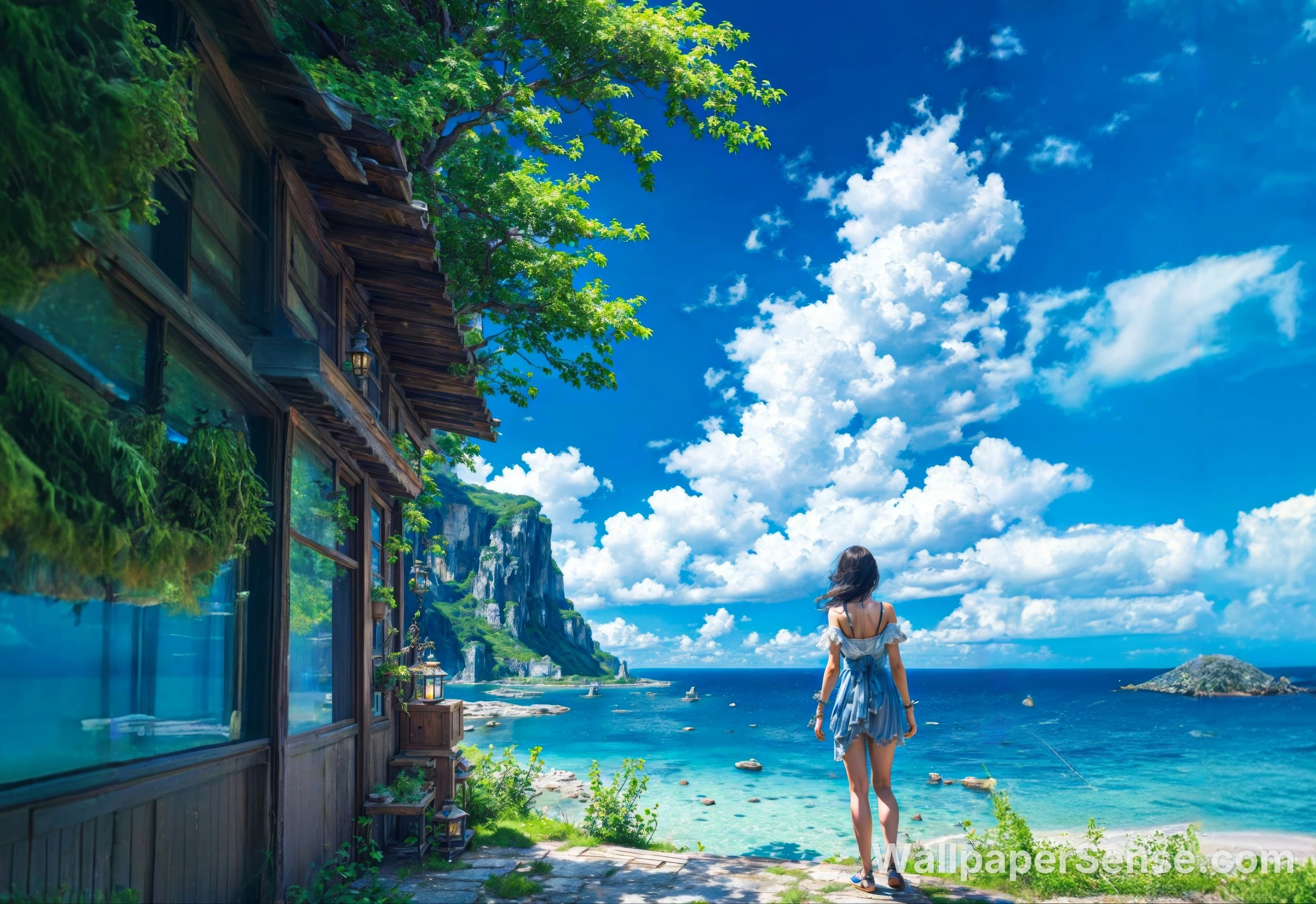 Villa Costiera Giapponese 8K Wallpaper Desktop Ultra HD