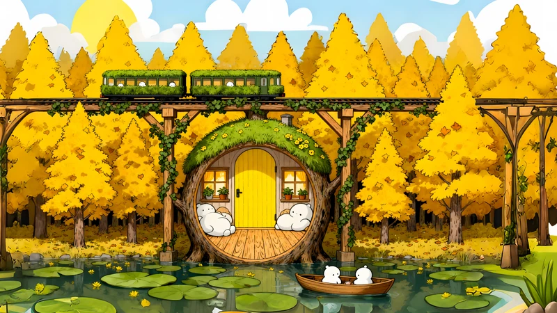 Anime Autumn Forest Hut 4K 8K Ultra HD Wallpaper Collection - Pack with 3 wallpapers for $1