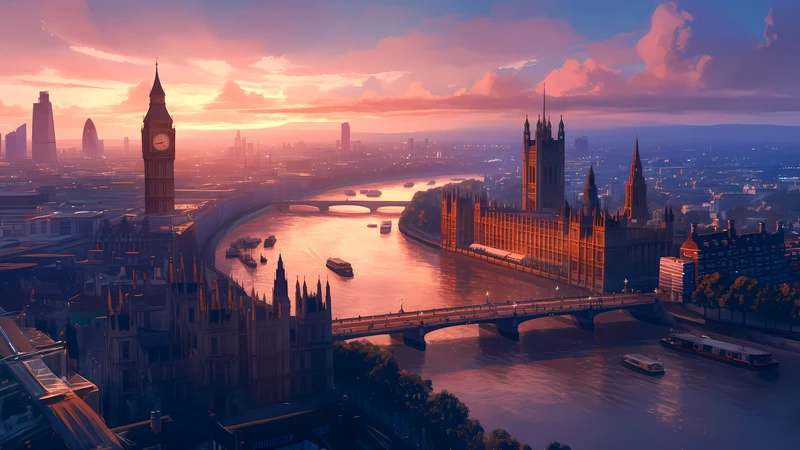 London Sunset Skyline 4K Desktop Wallpaper