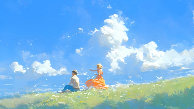 Anime Spring Field 8K Ultra HD Desktop Wallpaper