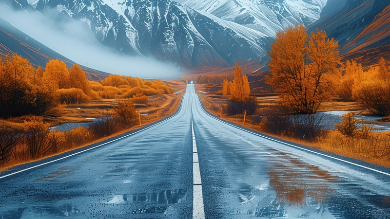 Autumn Mountain Road 8K Ultra HD Desktop Wallpaper
