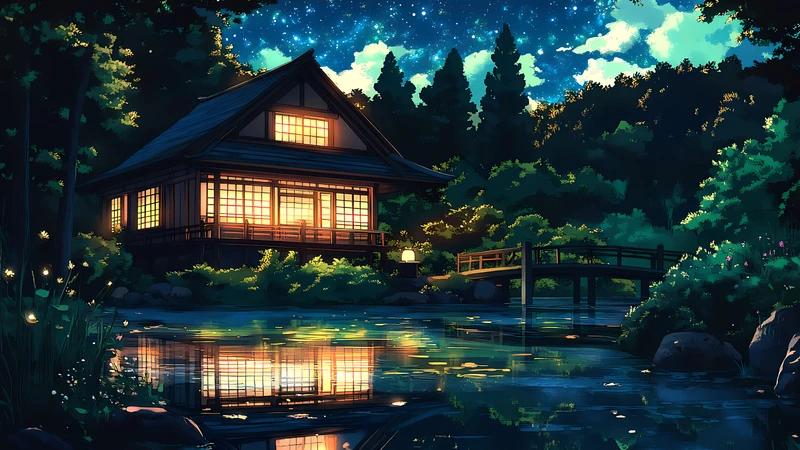 日式夜景花园 8K 超高清壁纸合集 - Pack with 4 wallpapers for $1