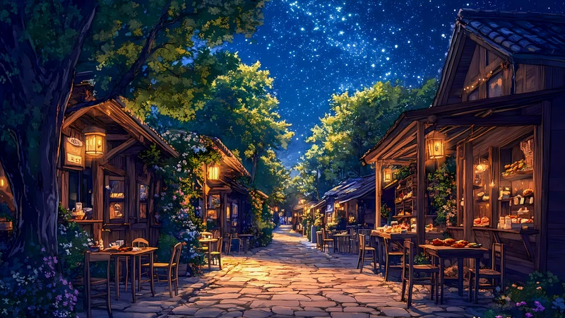 Japanese Night Village 8K Ultra HD Wallpaper Collection - Pack with 4 wallpapers for $1