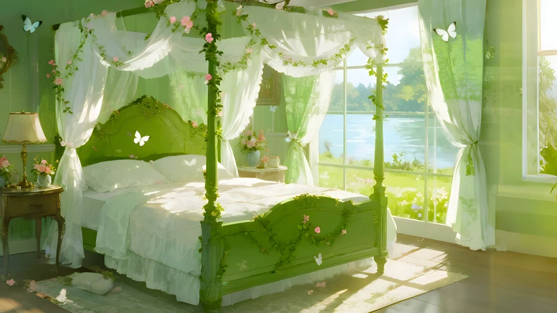 Japanese Garden Bedroom 4K Desktop Wallpaper
