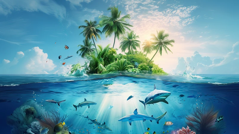Tropical Ocean Island 4K 8K Ultra HD Wallpaper Collection - Pack with 4 wallpapers for $1