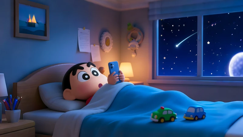 Anime Child's Bedroom Night Sky 4K Desktop Wallpaper