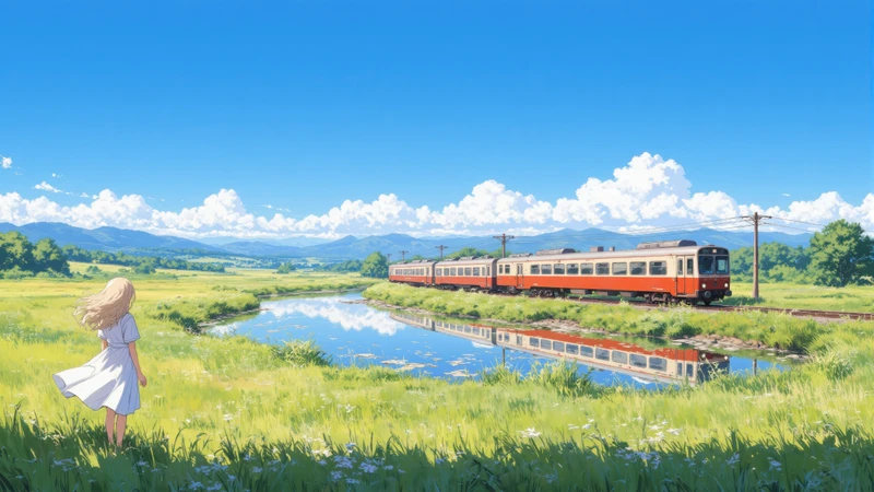 Anime田园 Train Journey 4K Desktop Wallpaper