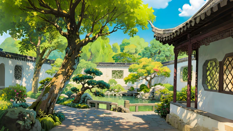 Chinese Garden Pavilion 4K Desktop Wallpaper