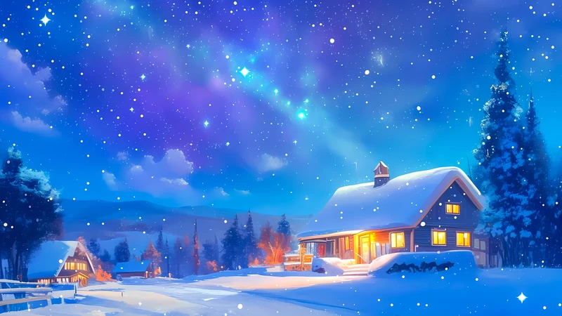 Japanese Winter Cottage 4K Desktop Wallpaper