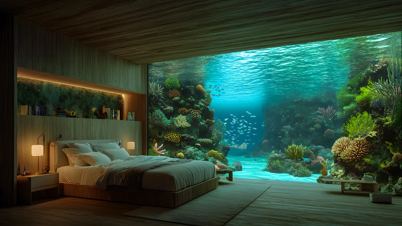 Underwater Bedroom Coral Reef 4K Desktop Wallpaper