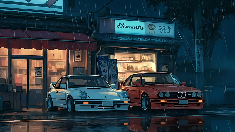 Cyberpunk Rainy Street Scene 4K Desktop Wallpaper