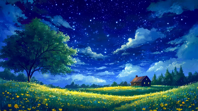 Japanese Starry Night 4K 8K Ultra HD Wallpaper Collection - Pack with 4 wallpapers for $1