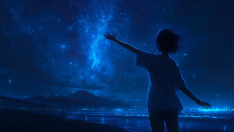 Anime Starry Night Sky 4K Desktop Wallpaper