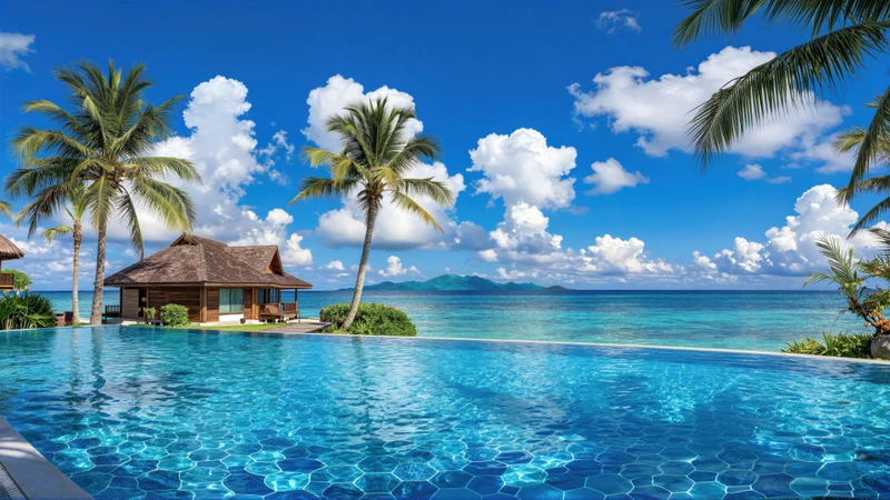Tropical Island Resort 8K Ultra HD Desktop Wallpaper