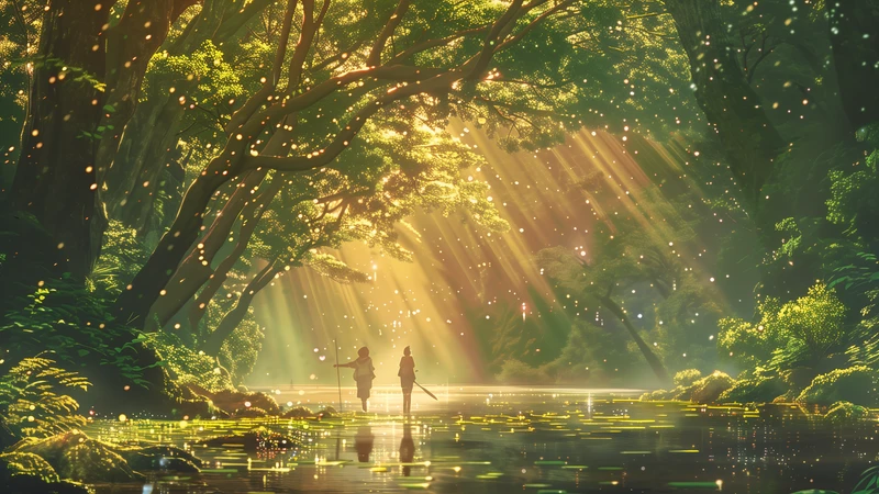 Oriental Fantasy Forest 8K Desktop Wallpaper