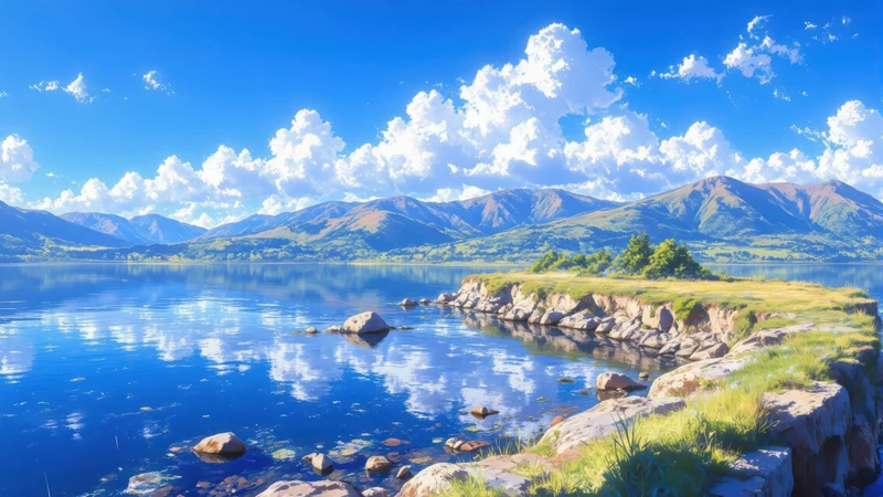 Japanese Lake and Mountains 4K Desktop Wallpaper