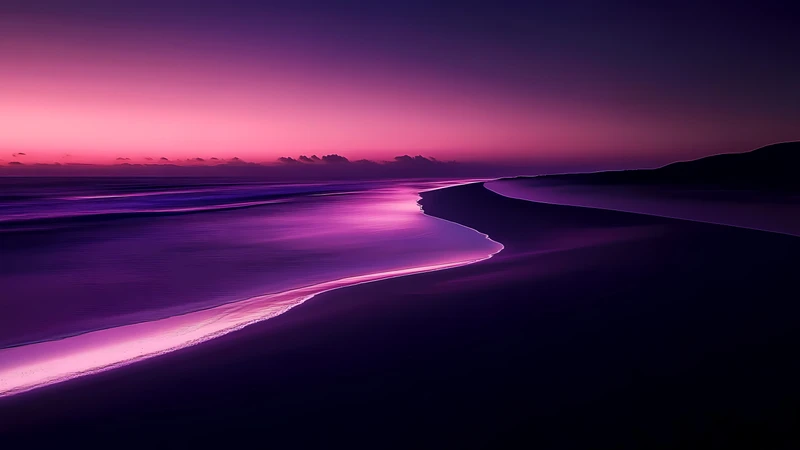 Purple Sunset Beach 4K Desktop Wallpaper