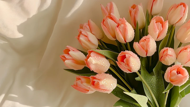 Minimalist Pink Tulips 4K Desktop Wallpaper