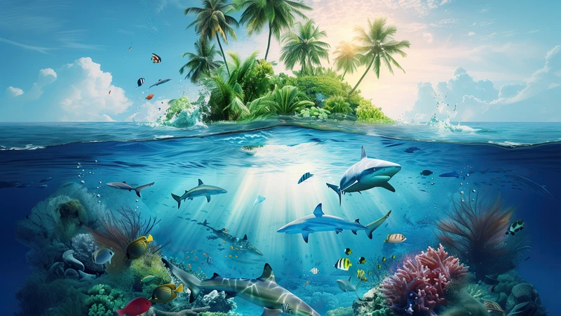 Tropical Island Ocean Scene 8K Ultra HD Desktop Wallpaper