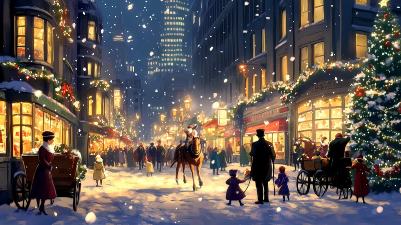 Winter Christmas Cityscape 8K Ultra HD Wallpaper Collection - Pack with 3 wallpapers for $1