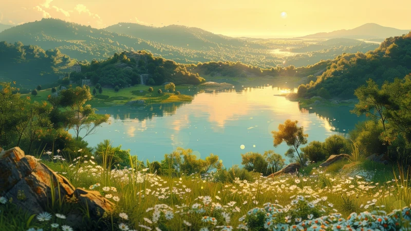 Serene Mountain Lake 8K Ultra HD Desktop Wallpaper