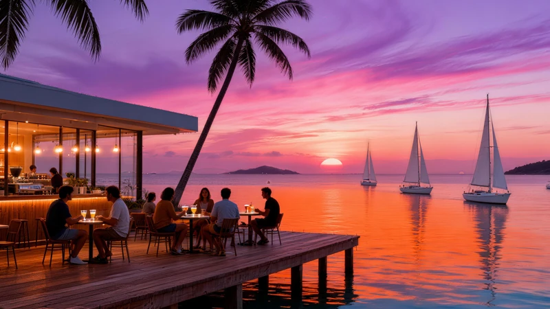 Tropical Island Sunset 8K Desktop Wallpaper
