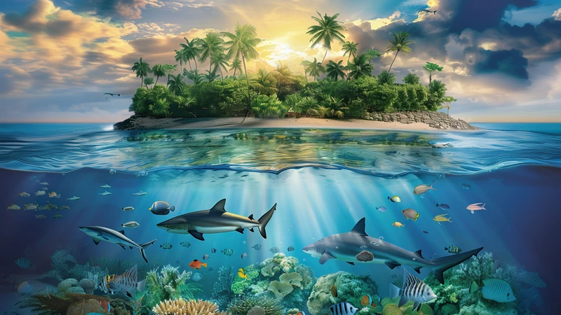 Tropical Island Ocean Scene 8K Ultra HD Desktop Wallpaper