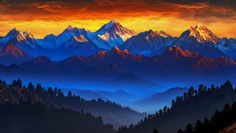Alpine Mountain Sunset 4K 8K Ultra HD Wallpaper Collection - Pack with 3 wallpapers for $1