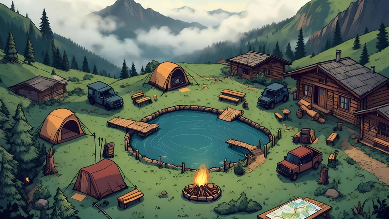 Illustration-Style Forest Vacation 8K Wallpaper Pack - Pack with 66 wallpapers for $1