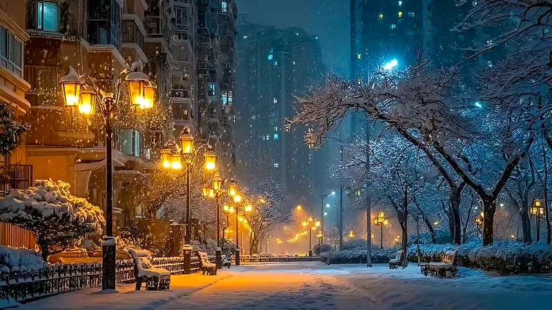 Urban Winter Snowfall 4K 8K Ultra HD Wallpaper Collection - Pack with 3 wallpapers for $1