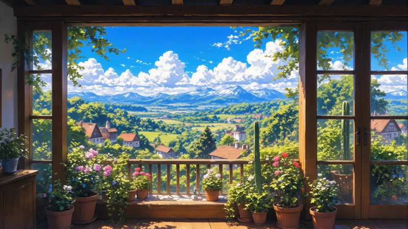Oriental Art Mountain Village 4K Desktop Wallpaper