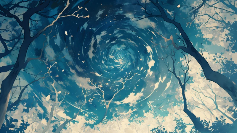 Anime Forest Sky Vortex 8K Ultra HD Desktop Wallpaper