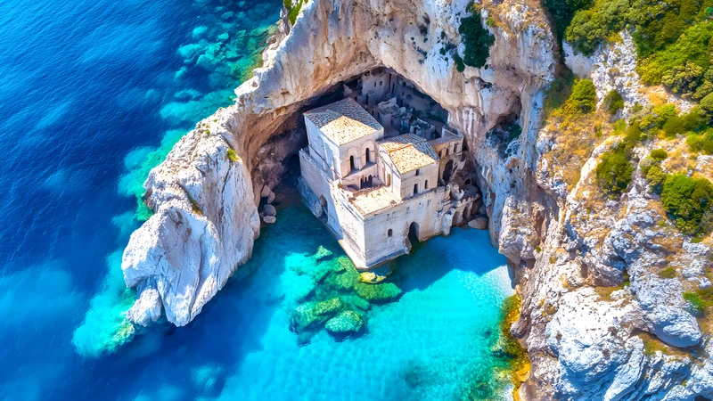 Mediterranean Coastal Monastery 4K Desktop Wallpaper