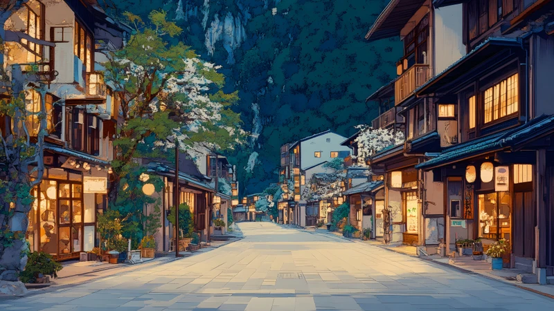 Japanese Traditional Street 8K Ultra HD Desktop Wallpaper
