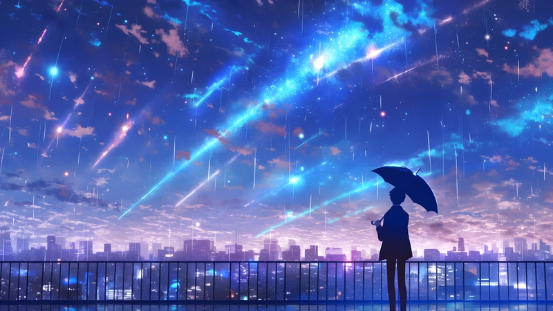 Anime Starry Sky Cityscape 4K Desktop Wallpaper