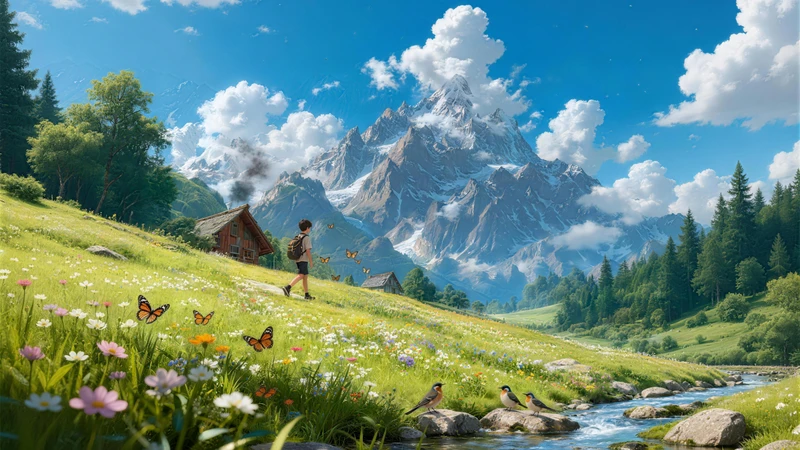 Alpine Flower Valley 8K Ultra HD Desktop Wallpaper