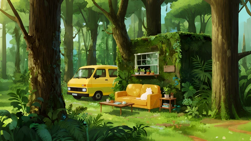 Japanese Forest Cabin 4K Desktop Wallpaper
