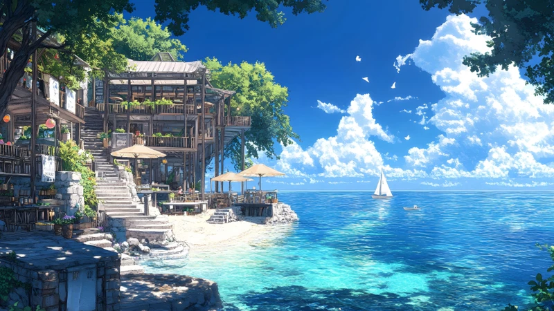 Japansk kystlandskab 8K ultra HD desktoptapetpakke