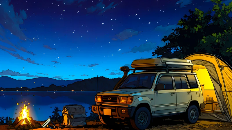Anime Camping Night Sky 4K Desktop Wallpaper