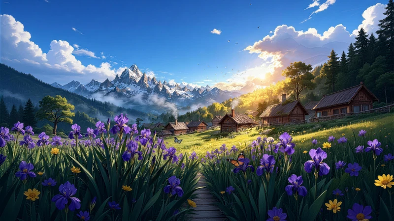 Mountain Cottage田园 Landscape 8K Desktop Wallpaper