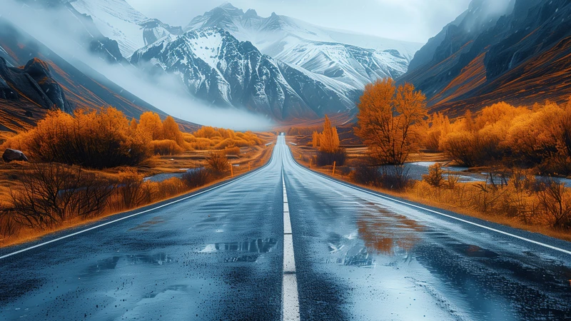 Autumn Mountain Road 4K and 8K Ultra HD Wallpaper Collection - Pack with 4 wallpapers for $1