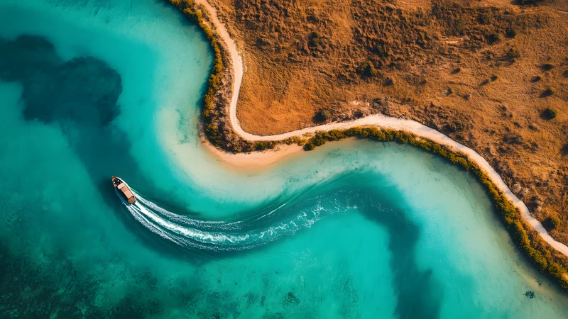 Aerial Tropical Coastline 4K Desktop Wallpaper