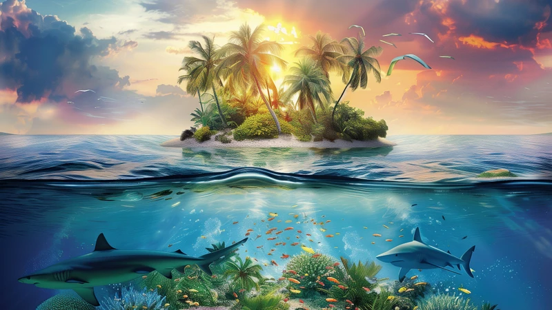 Tropical Paradise Island 4K 8K Ultra HD Wallpaper Collection - Pack with 4 wallpapers for $1