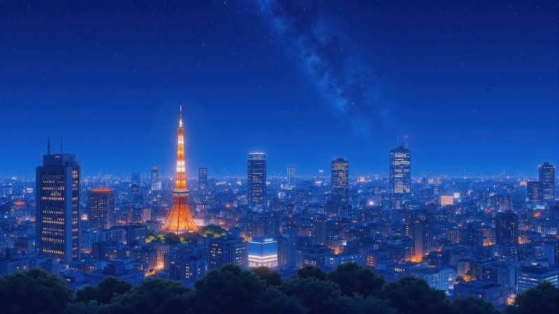 Japanese Tokyo Night Skyline 4K Desktop Wallpaper