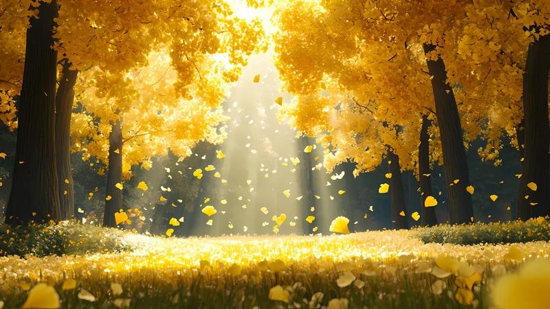Japanese Autumn Ginkgo 4K 8K Ultra HD Wallpaper Collection - Pack with 3 wallpapers for $1