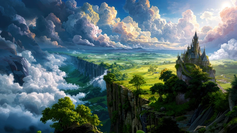 Fantasy Castle Valley 4K Desktop Wallpaper