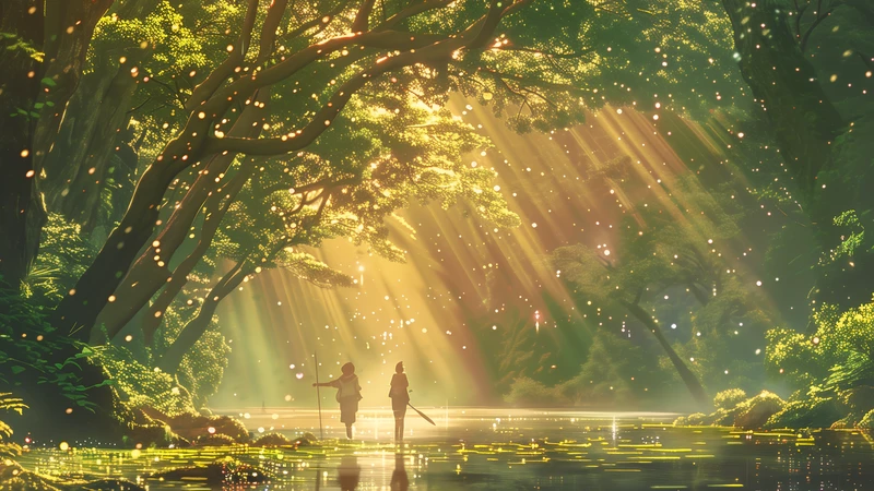 Healing Forest Light and Shadow 8K Desktop Wallpaper